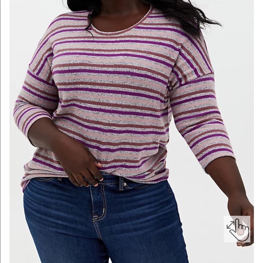 Torrid SUPER SOFT PLUSH STRIPED LONG SLEEVE CREW TEE, brand new!